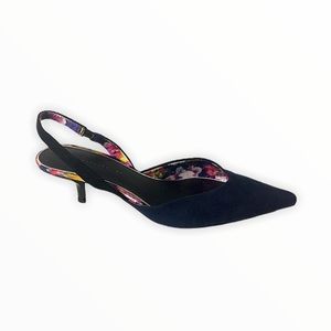 Zara Trafaluc Kitten Heel Shoes Blue Velvet 40 EU
